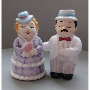 Vintage Set of Salt and Pepper Shakers, Well Dressed Man and Woman